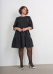 Jacquard dress with sparkly details and puff sleeves, Black, Model image number 1