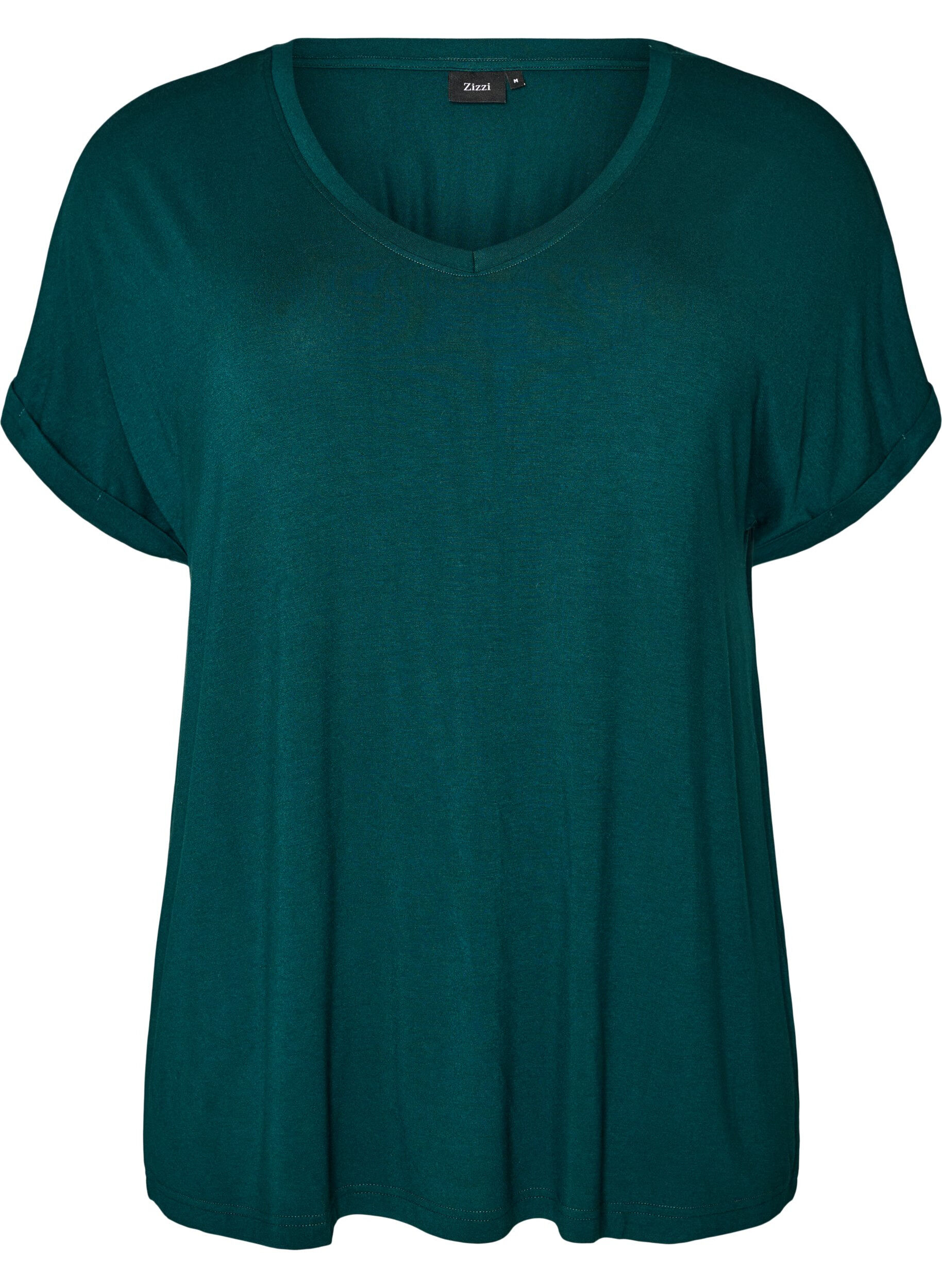 ZizzifashionBasic V-neck T-shirt in viscose, Green, Packshot image number 0