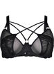 Full cover bra with string and lace, Black, Packshot image number 0