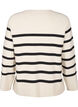 Striped knitted blouse with round neck, Birch w. Black, Packshot image number 1