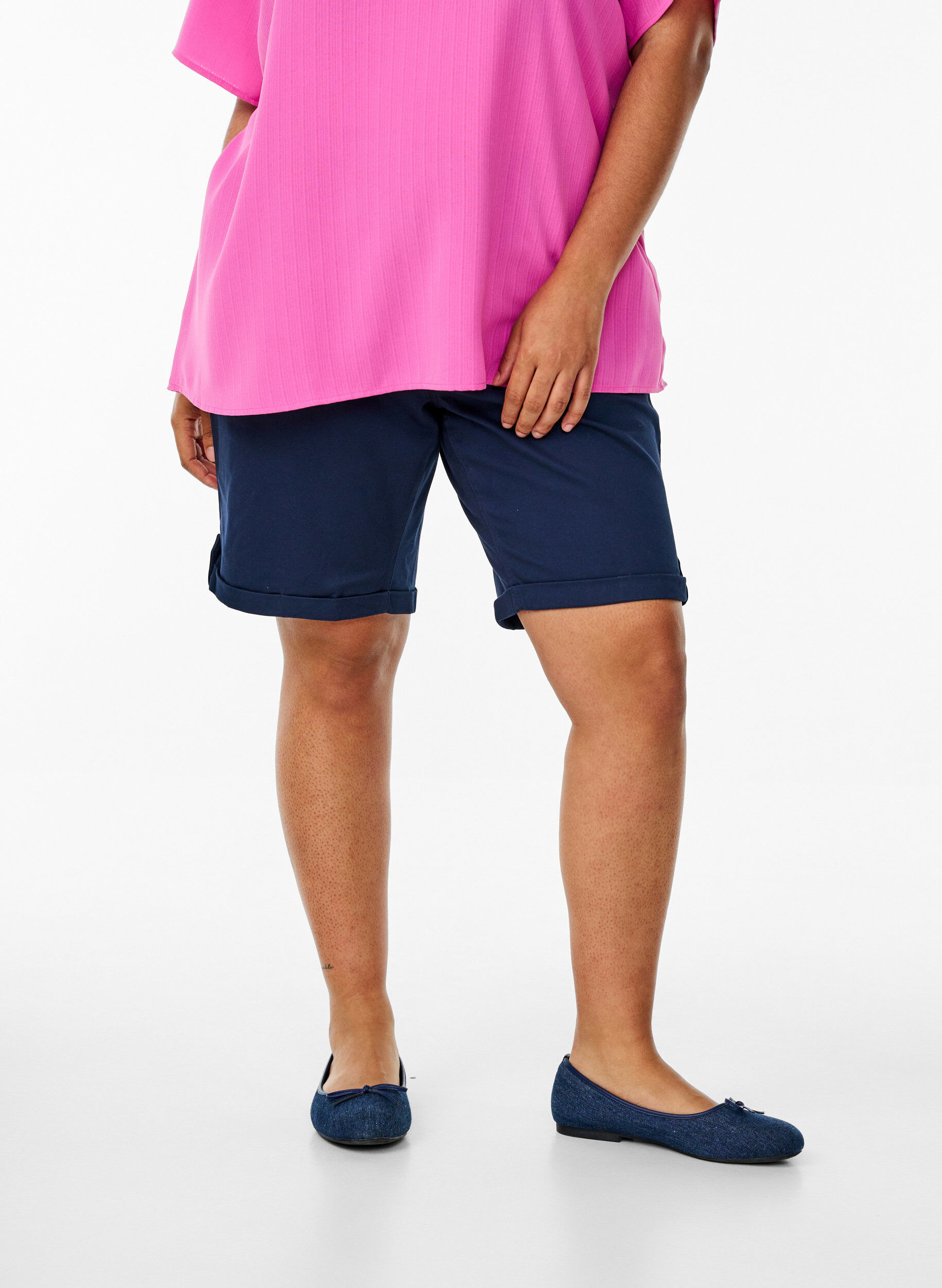 Zizzifashion Chino shorts with pockets, Blue, Model image number 3