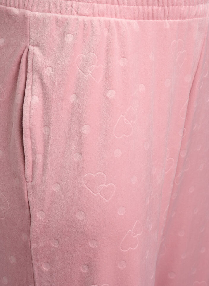 Velour trousers with embossed pattern, Rose, Packshot image number 2