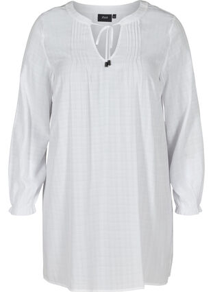Long-sleeved tunic with tie detail, Bright White, Packshot image number 0