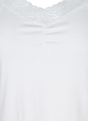 Close-fitting Viscose Top with Lace Edge, White, Packshot image number 2