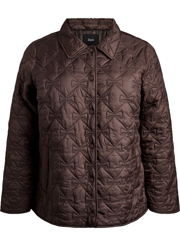Lightly padded jacket with decorative quilting, Brown, Packshot image number 0