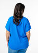 Blouse with short sleeves and a round neckline, Blue, Model image number 2