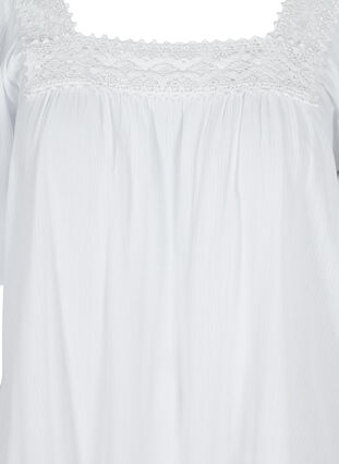 Short-sleeved viscose blouse with lace, Off White, Packshot image number 2
