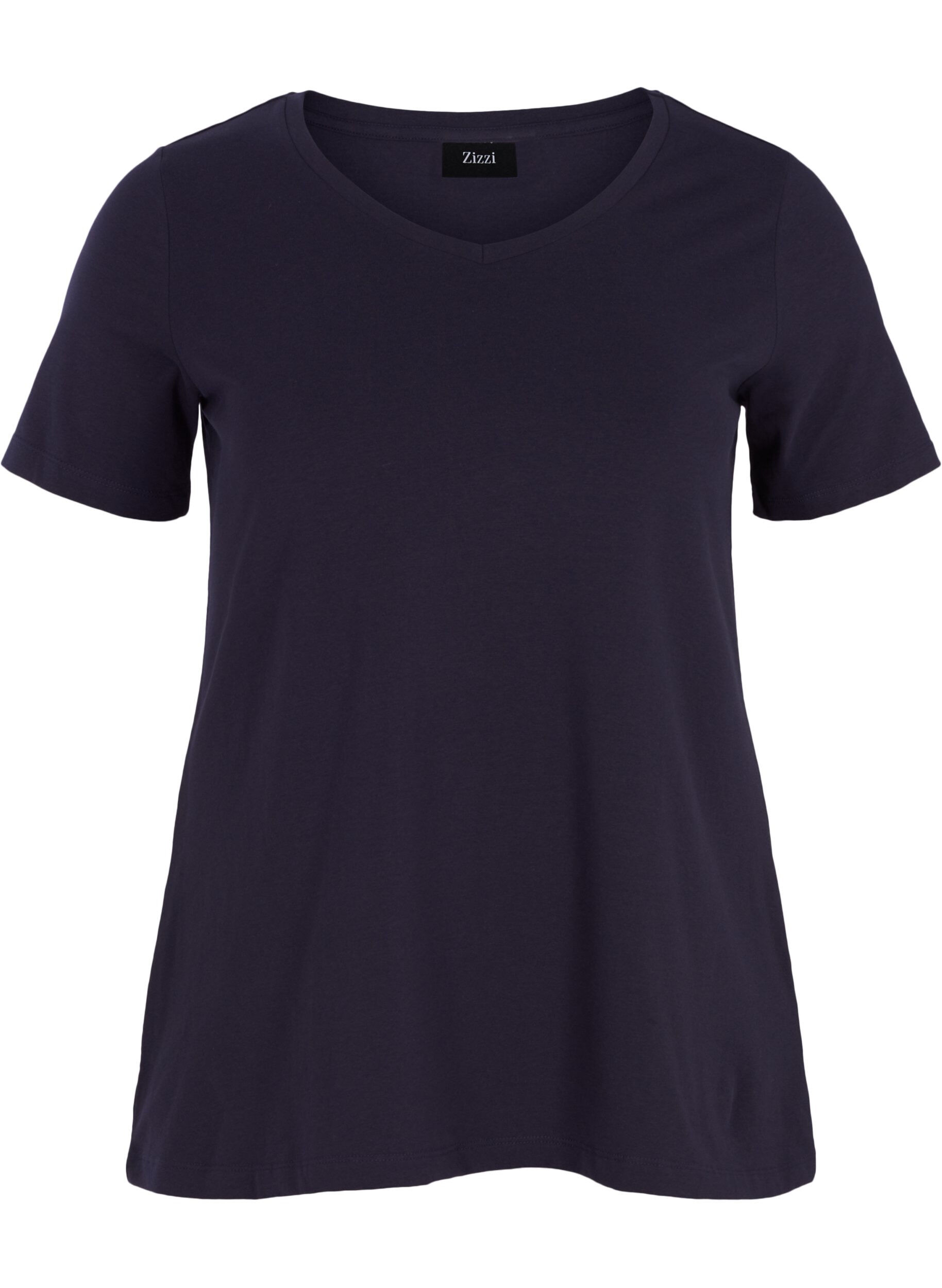 Zizzifashion Basic t-shirt with v-neck, Blue, Packshot image number 0