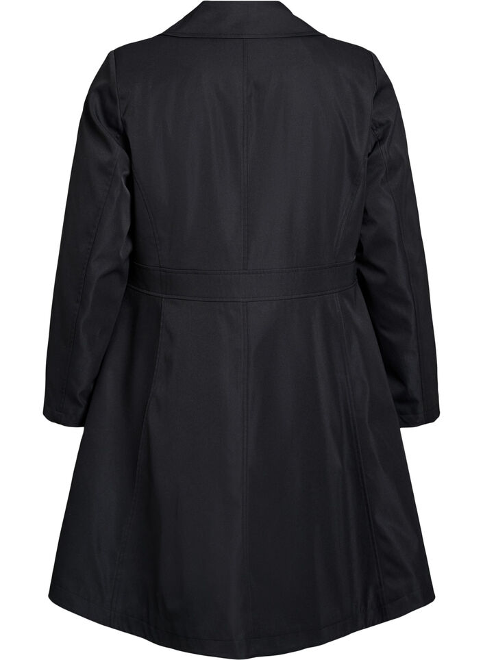 A-line spring coat with double-breasted fastening, Black, Packshot image number 1