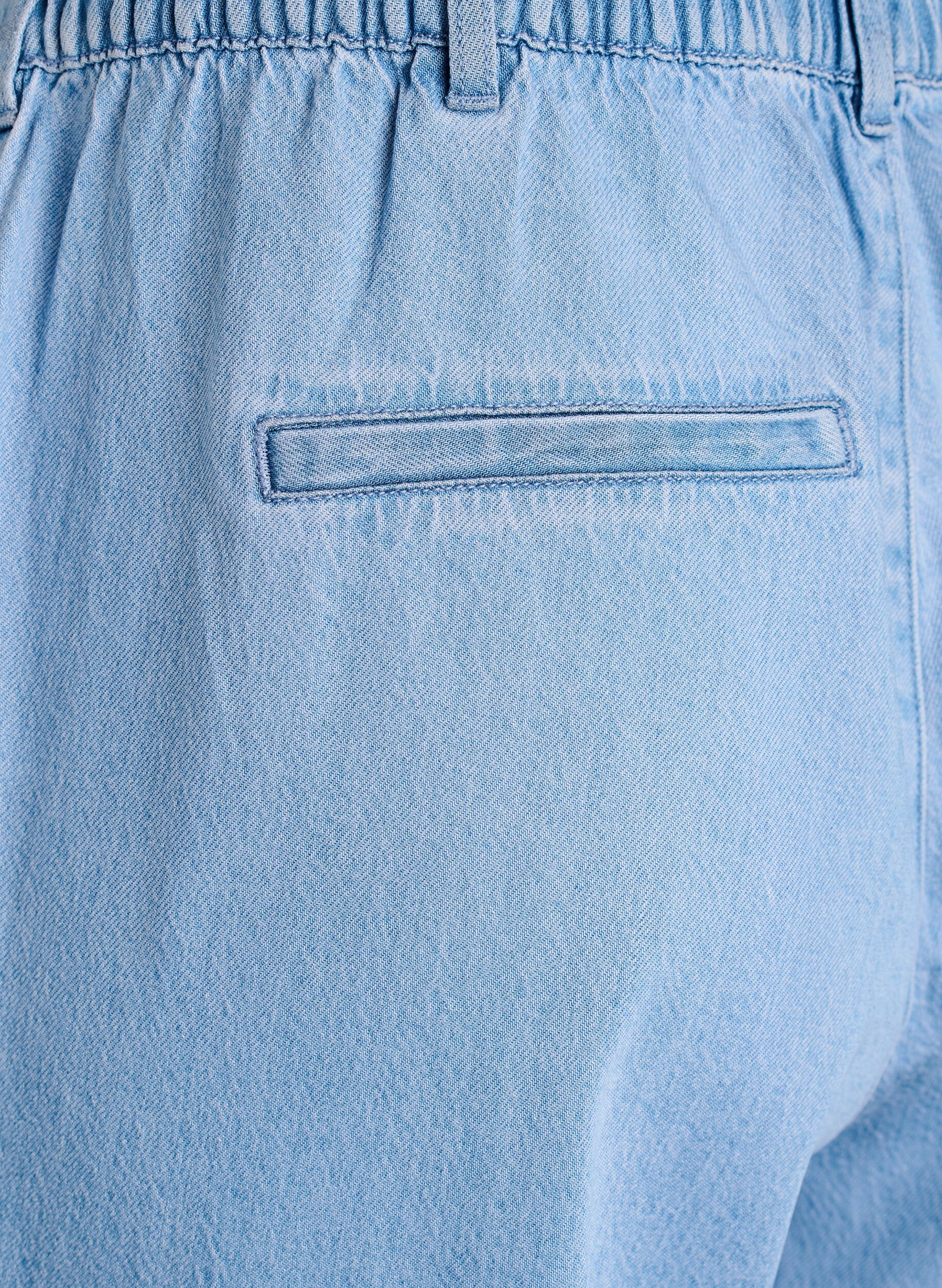 Zizzifashion Wide jeans with an elastic waistband, Light Blue, Packshot image number 3