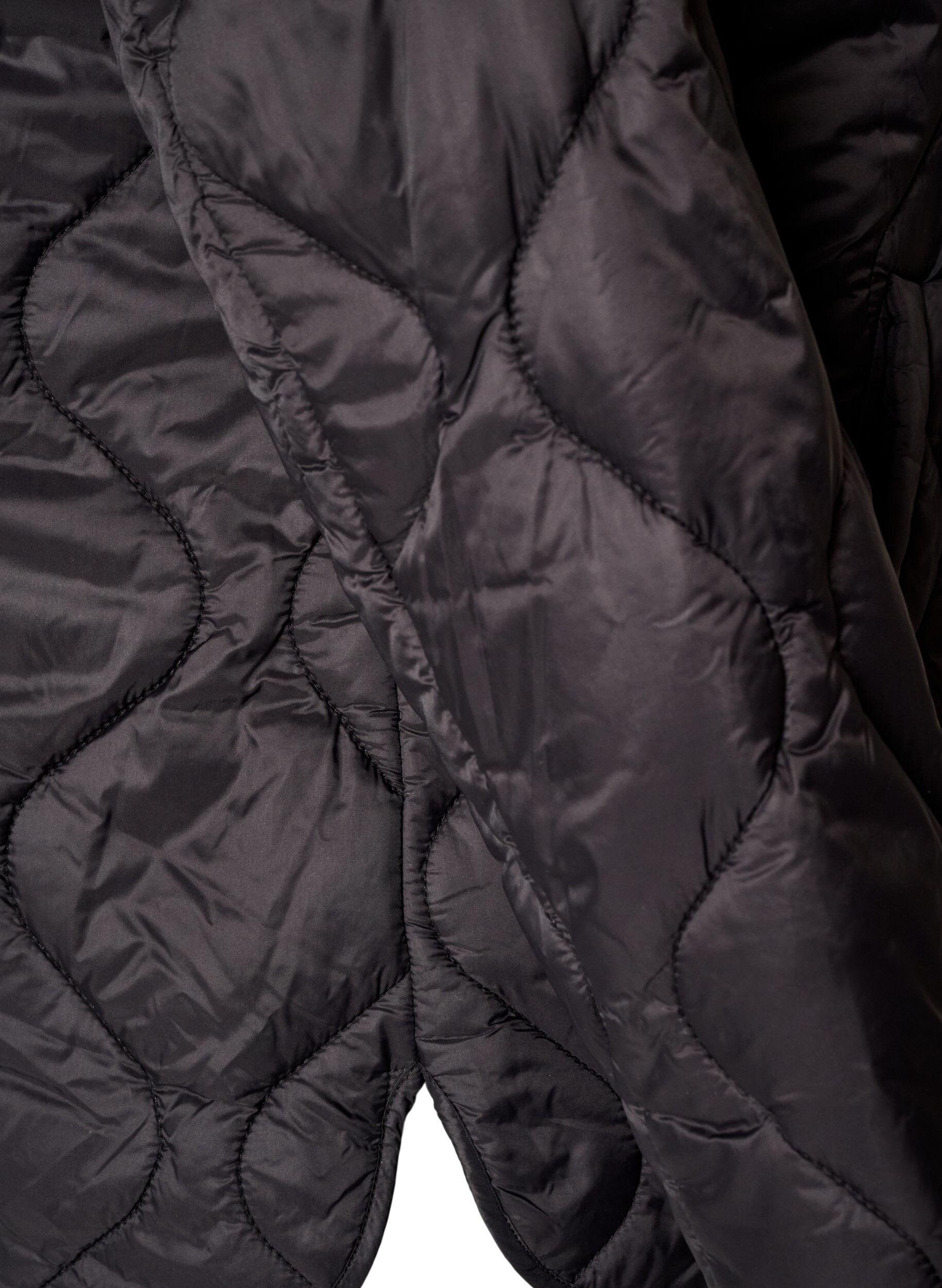 ZizzifashionQuilted jacket with press studs and round neck, Black, Packshot image number 4