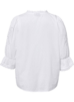 Structured shirt-blouse with embroidery anglaise , Bright White, Packshot image number 1