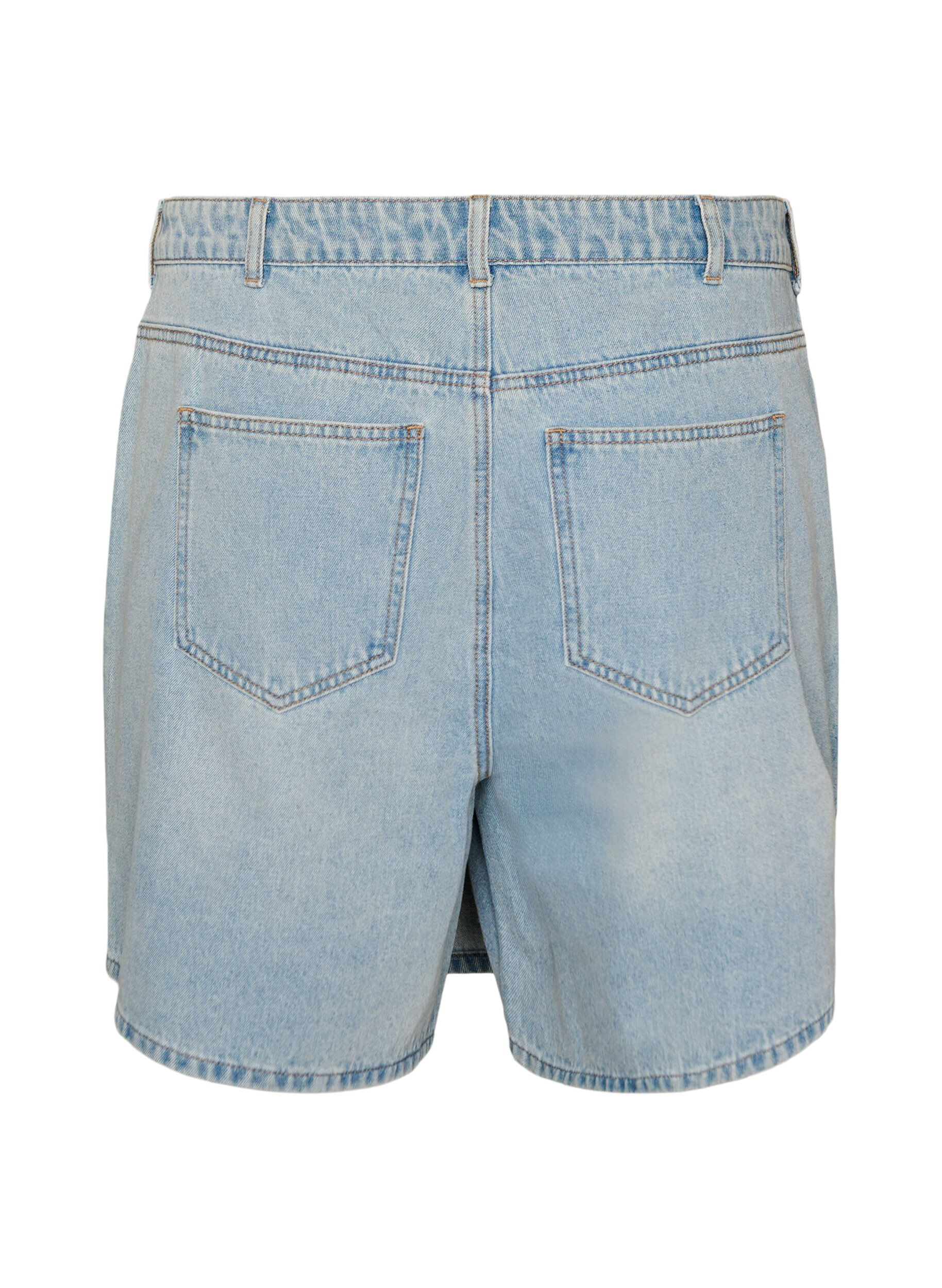 Zizzifashion Denim skorts with a wrap-over effect and high waist, Light Blue, Packshot image number 1