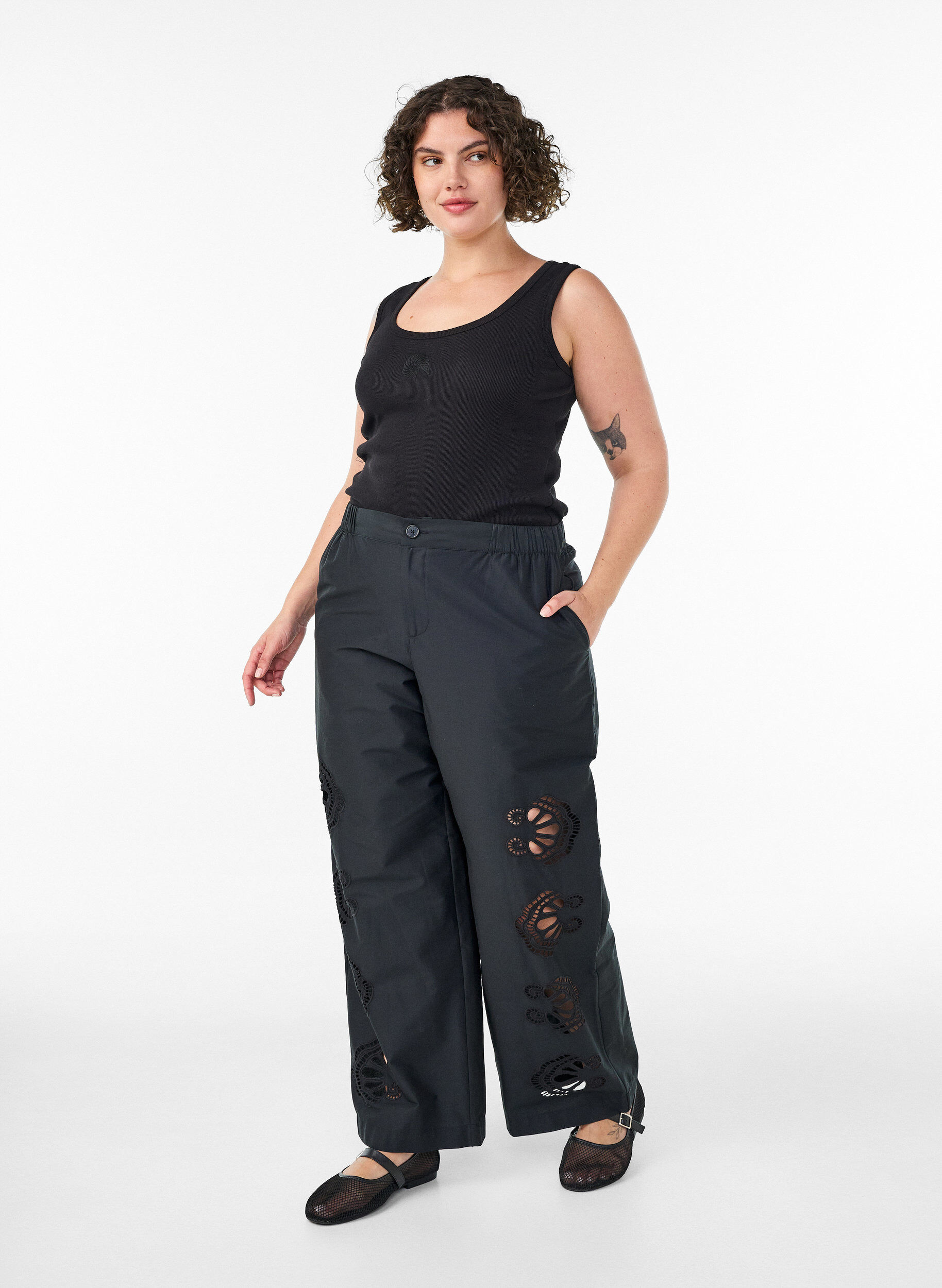 Zizzifashion Fitted top with motif, Black, Model image number 1