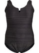 Swimsuit with textured stripe and front detail, Black, Packshot image number 0