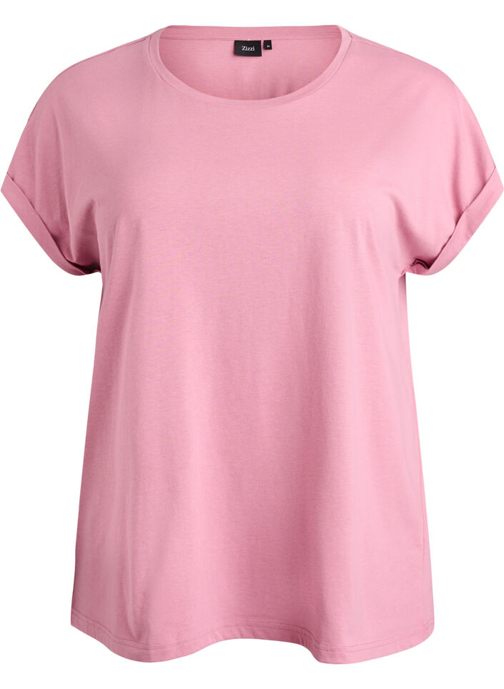 Short sleeved cotton blend t-shirt, Rose, Packshot image number 0