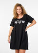 Short-sleeved nightgown in organic cotton, Black, Model image number 0