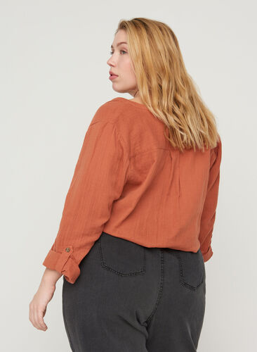 Cotton tunic with 3/4-length sleeves, Rust As Sample, Model image number 1