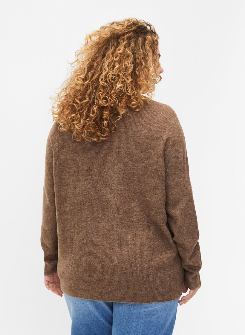 Melange sweater with round neck	, Caribou Mel., Model image number 1