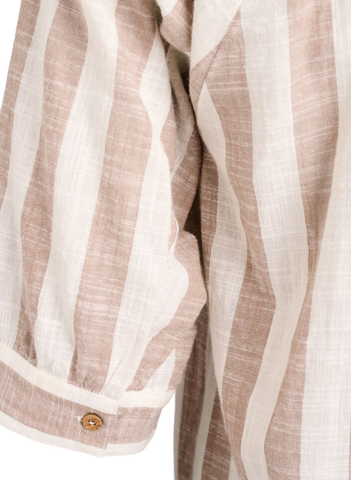 Cotton tunic with a V-neck, Beige, Packshot image number 3