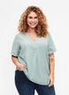 Short-sleeved blouse with v-neckline, Green, Model image number 0