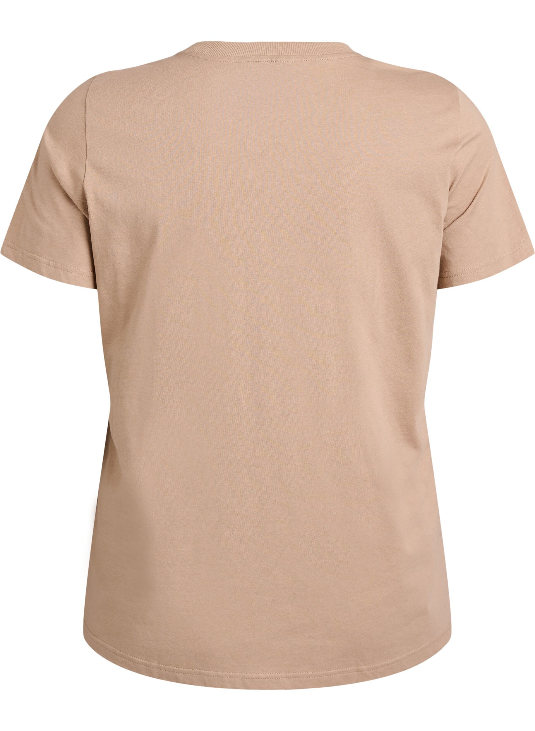 Zizzifashion Basic cotton T-shirt with round neck, Beige, Packshot image number 1