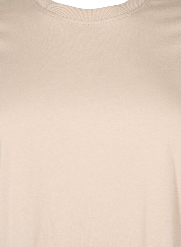 Basic cotton T-shirt with round neck, Beige, Packshot image number 2