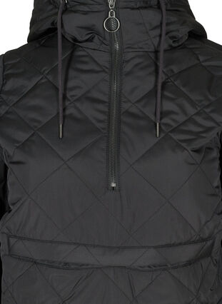 Quilted thermal anorak with hood and pocket, Black, Packshot image number 2