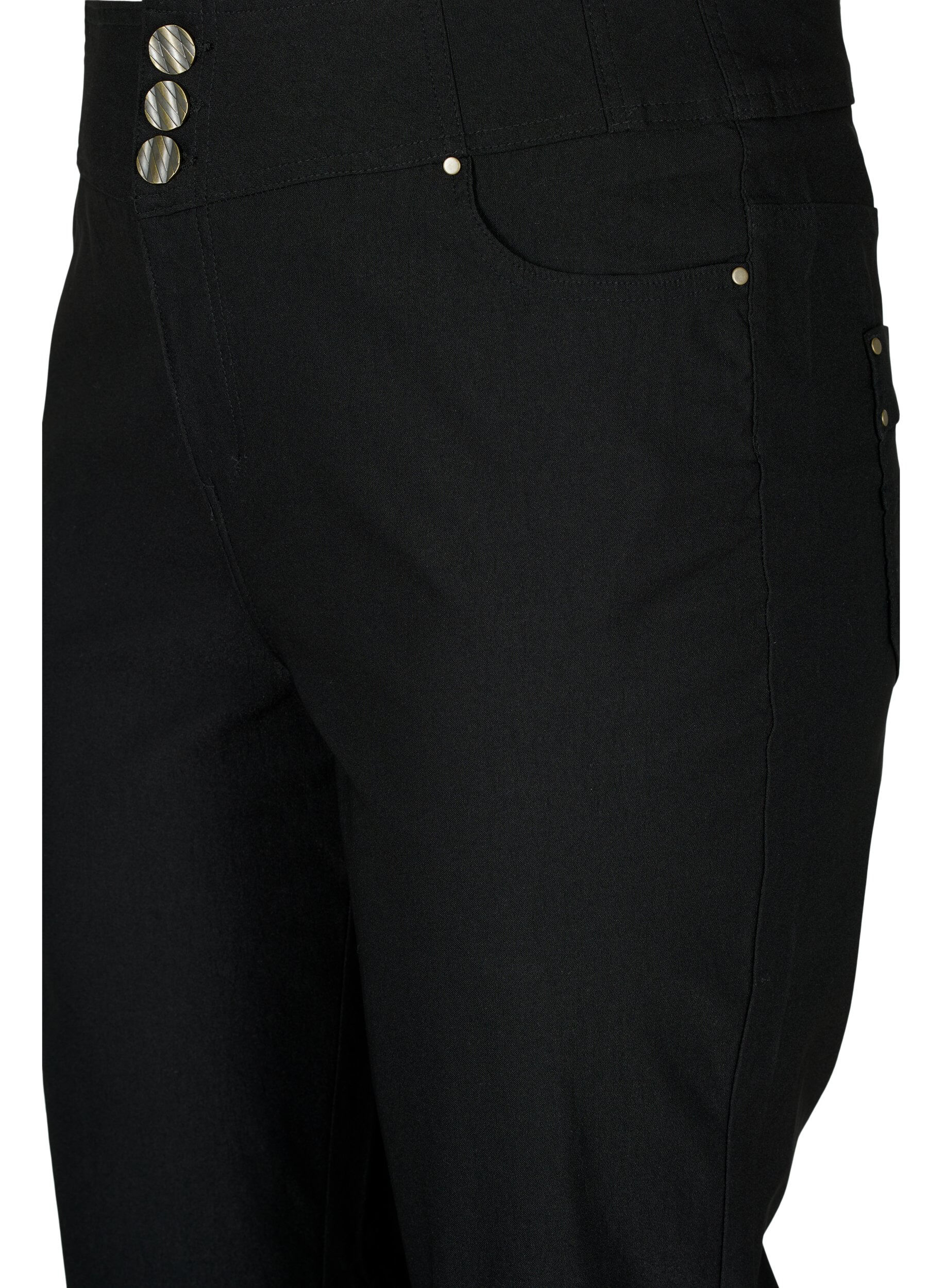 Zizzifashion 	 Tight-fitting high-waisted capri trousers, Black, Packshot image number 2