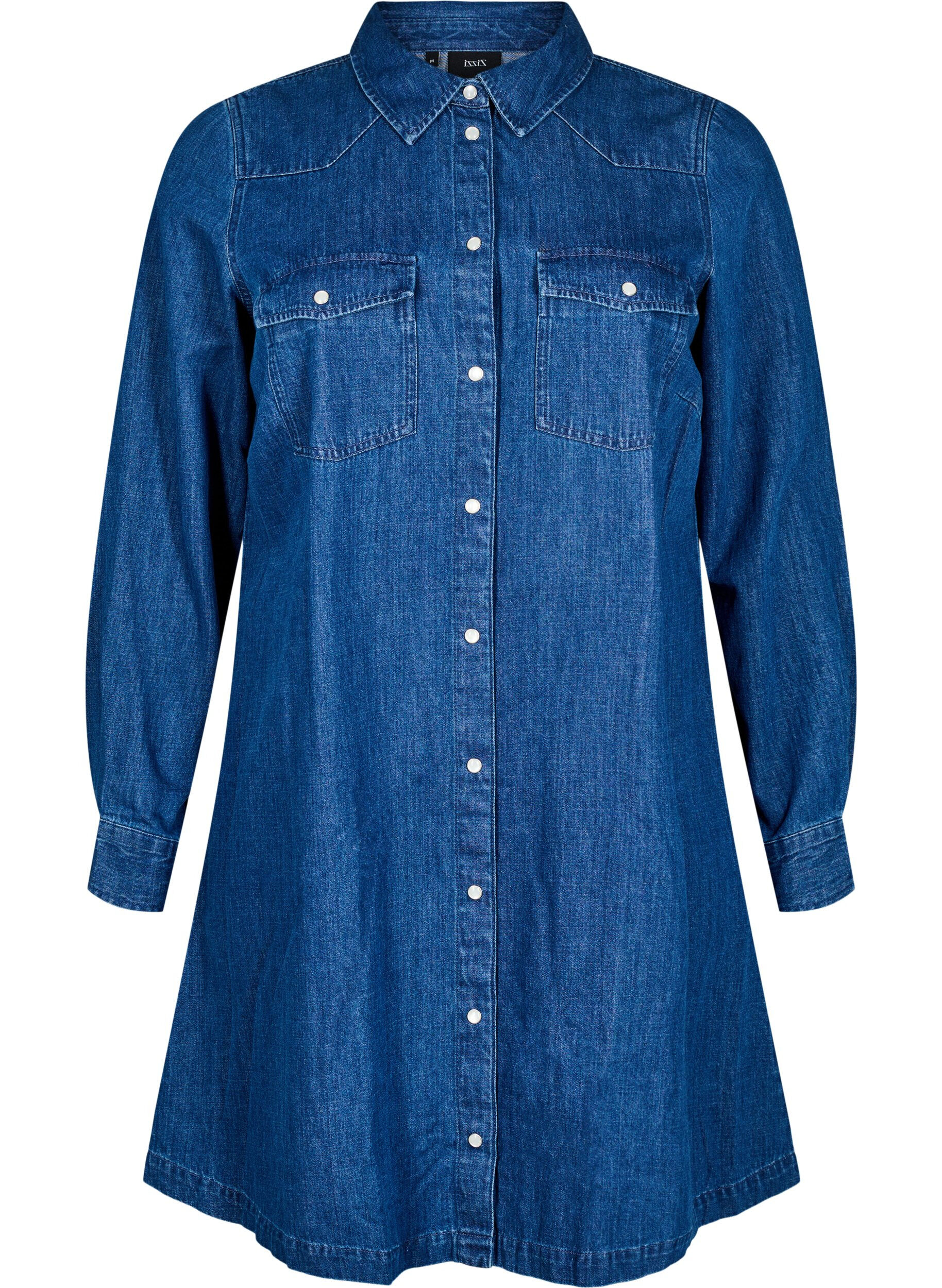 Zizzifashion Denim dress with buttons, Blue, Packshot image number 0