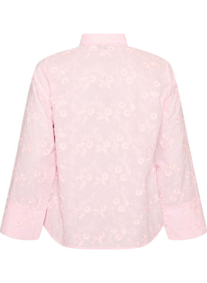 Shirt with floral embroidery and wide sleeves, Pink, Packshot image number 1