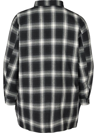 Checked shirt with chest pockets, Black checked, Packshot image number 1