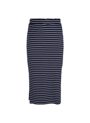 Long striped cotton skirt with slit, Blue Stripe, Packshot image number 0