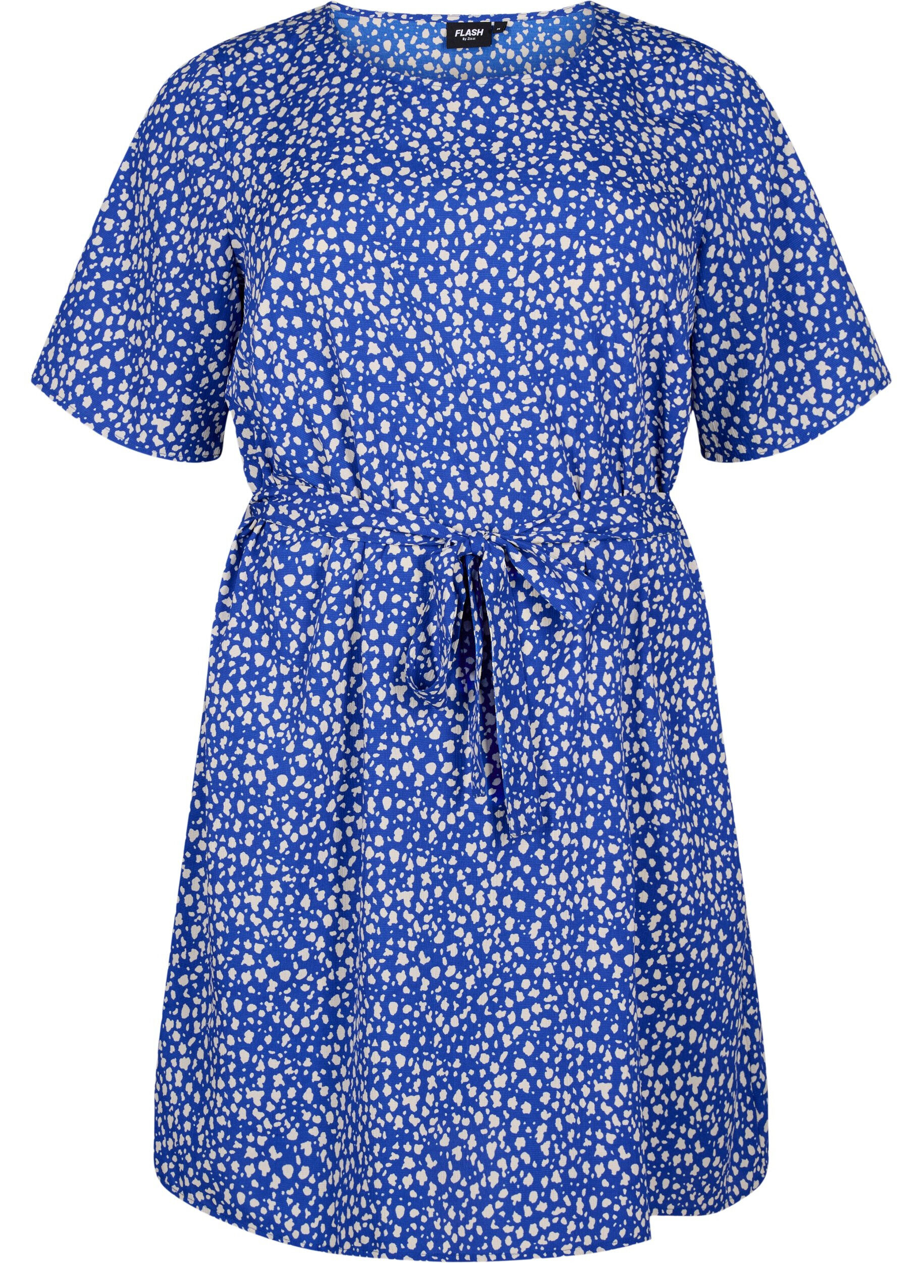 Zizzifashion FLASH - Short sleeve dress with belt, Surf the web Dot, Packshot image number 0