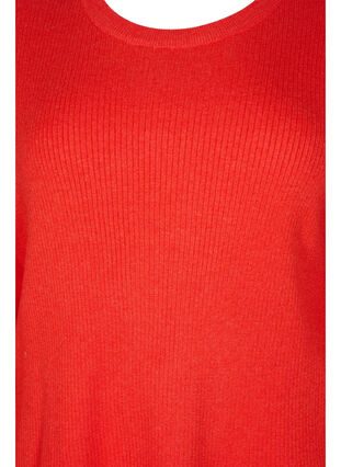 Knitted sweater in rib with slits, Fiery Red Mel., Packshot image number 2