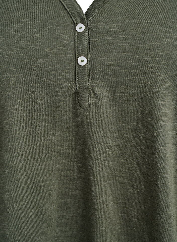 T-shirt with button detail, Green, Packshot image number 2