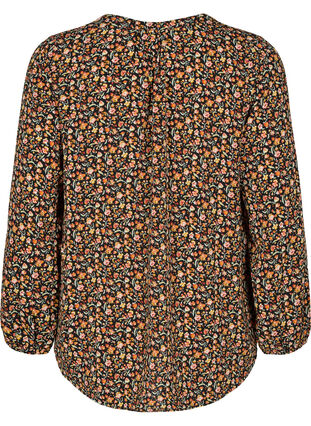 Long-sleeved blouse with floral print and v-neck, Ditsy Floral, Packshot image number 1