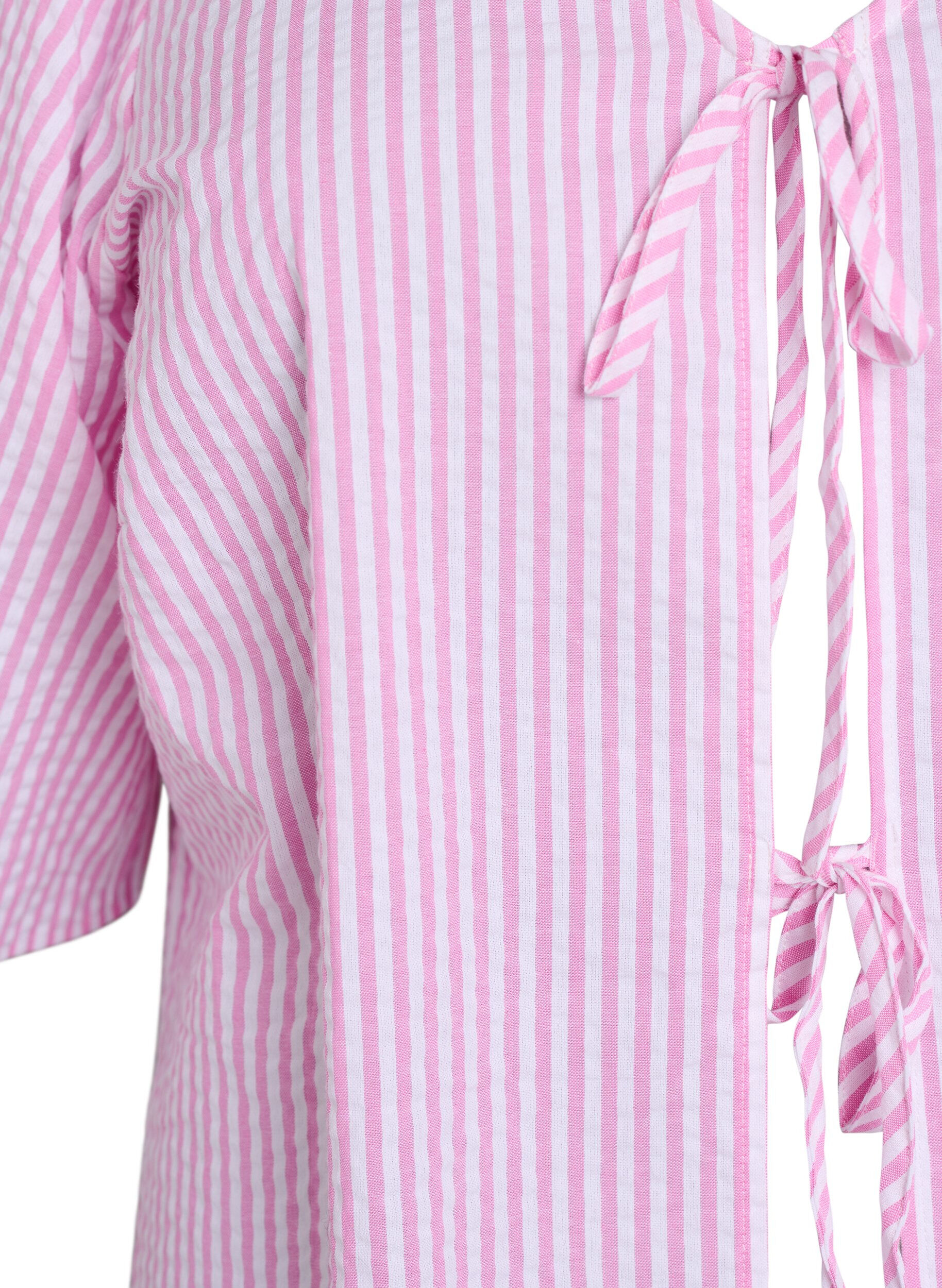 Zizzifashion FLASH - Striped blouse with bows, Pink, Packshot image number 2