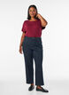 Striped T-shirt in viscose with a round neck, Red, Model image number 1