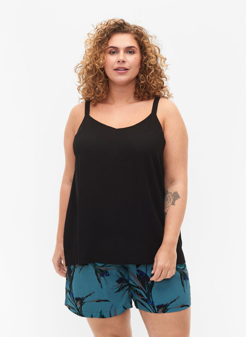 Sleeveless top in viscose, Black, Model image number 0