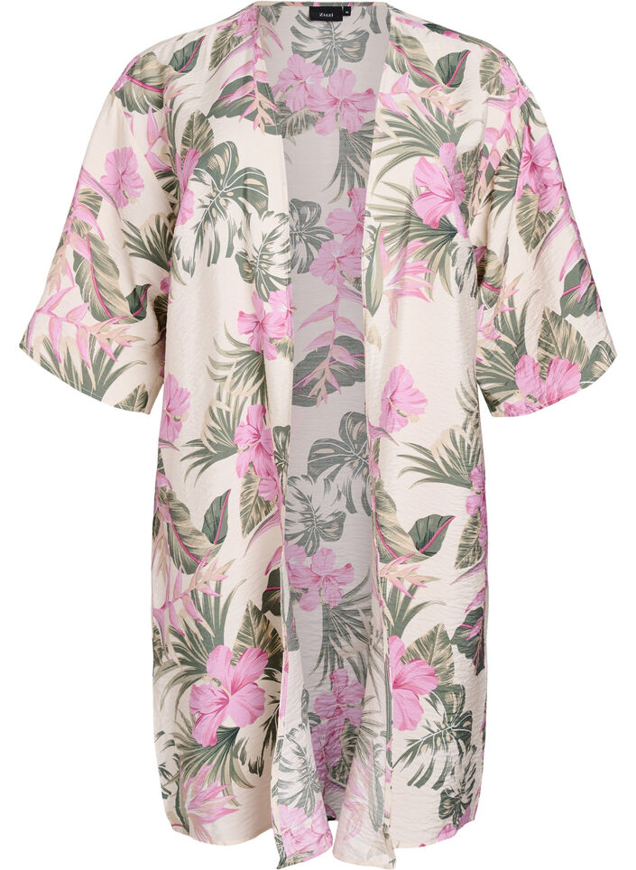 Viscose kimono with 3/4 sleeves, Vanilla, Packshot image number 0