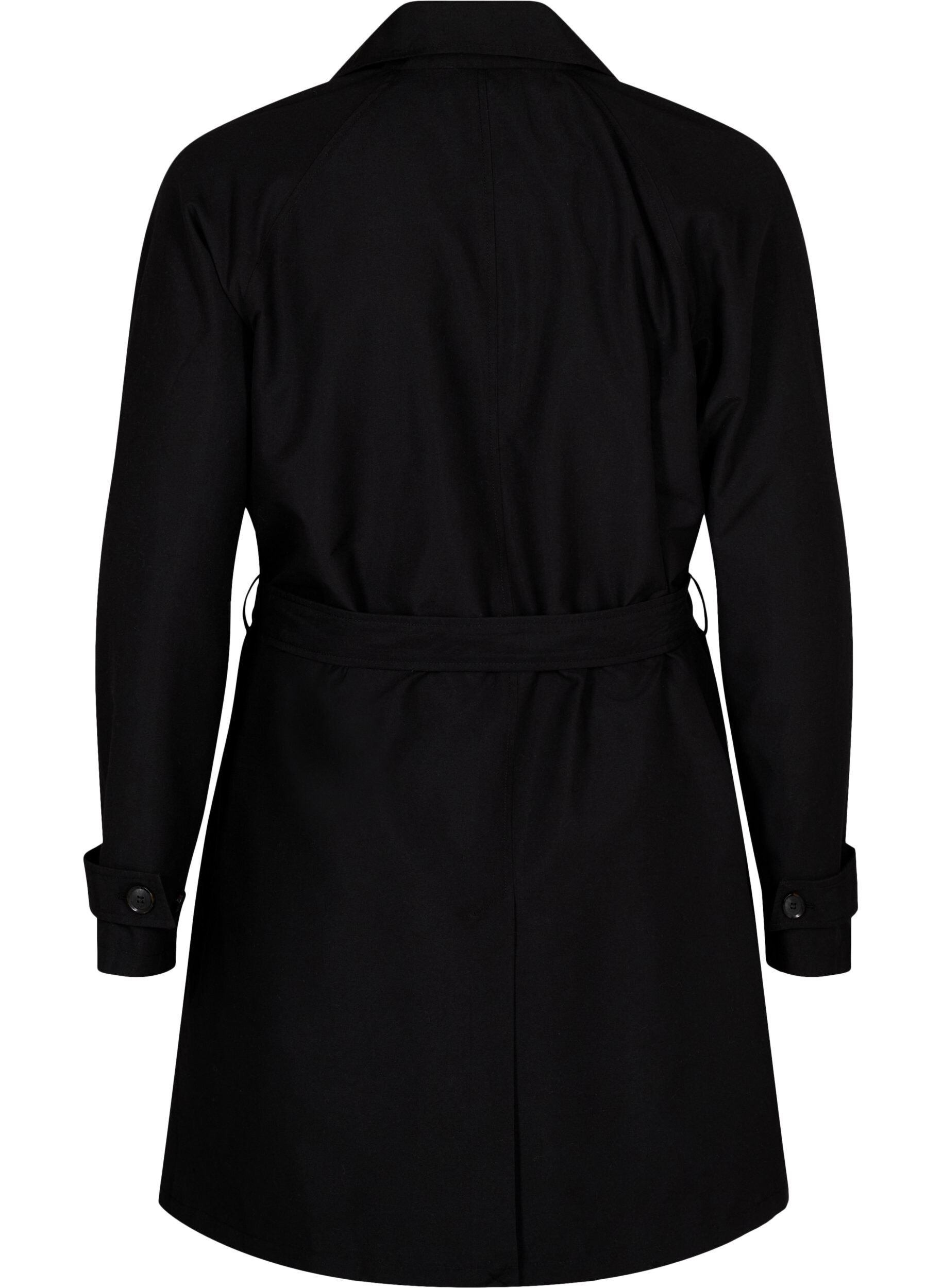 Zizzifashion Trench coat with belt and slit, Black, Packshot image number 1