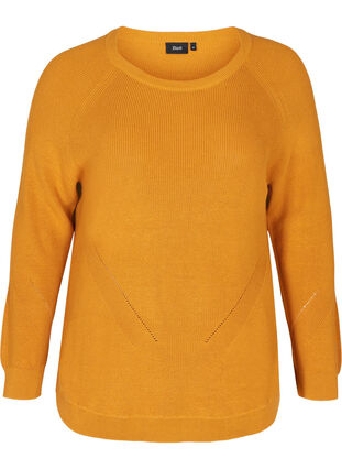 Knitted blouse with a round neckline, Spruce Yellow, Packshot image number 0