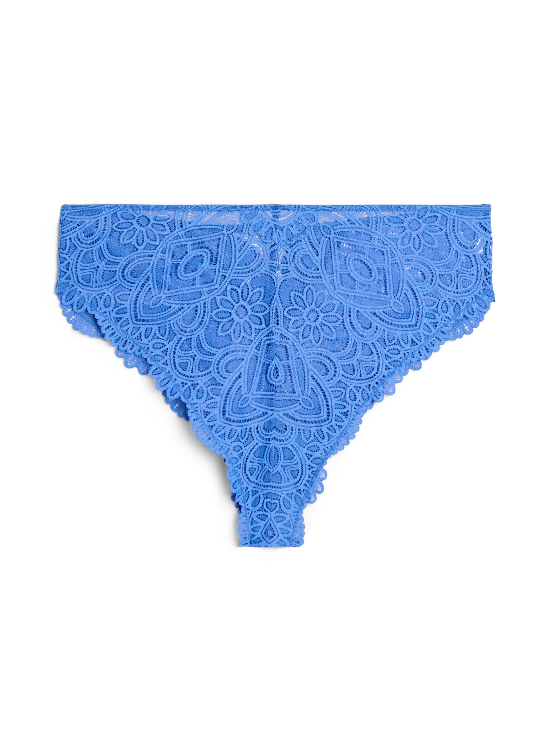 Zizzifashion Lace Brazilian brief with a regular waist, Blue, Packshot image number 0
