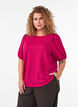 Blouse with texture and short sleeves, Pink, Model image number 0