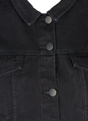Short denim jacket with frayed hem, Black, Packshot image number 2