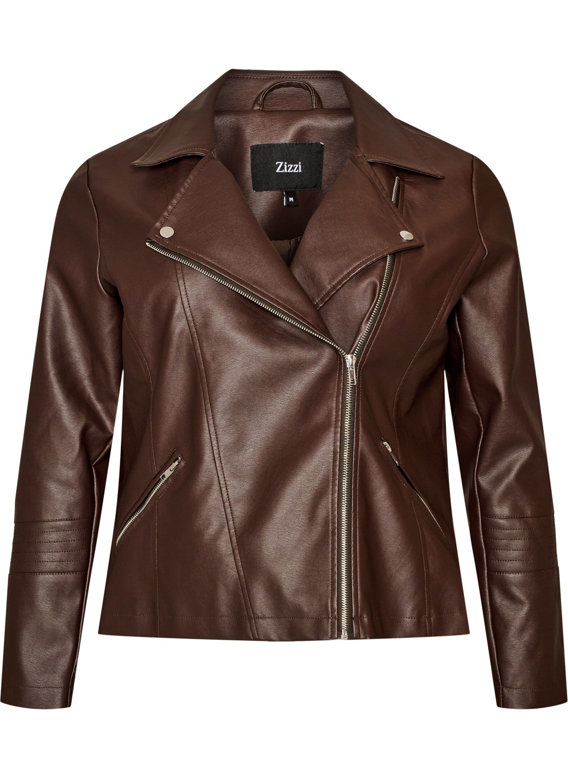 ZizzifashionBiker jacket in faux leather, Brown, Packshot image number 0