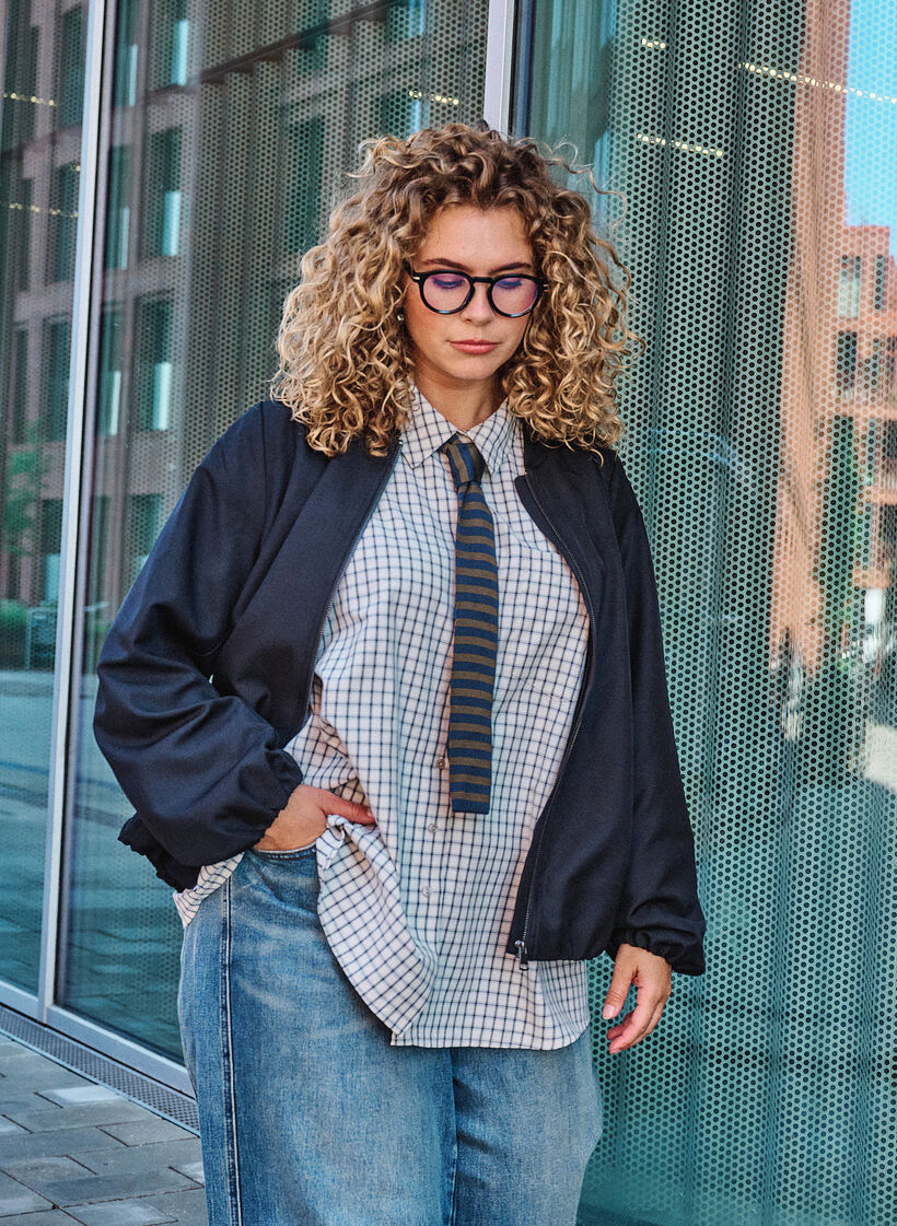 Checked shirt with a chest pocket, White, Image image number 0