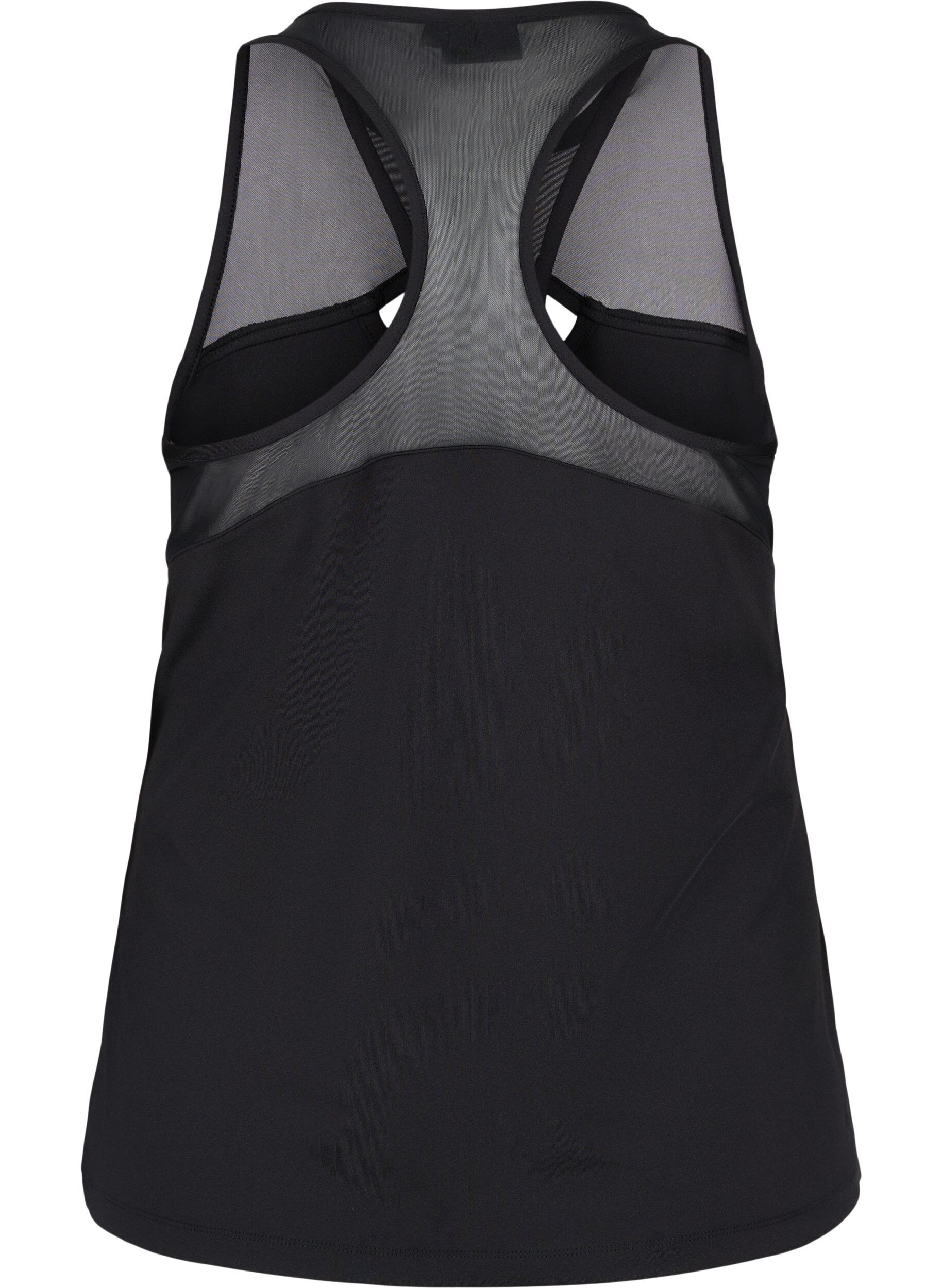 Zizzifashion Mesh workout top with racer back, Black, Packshot image number 1