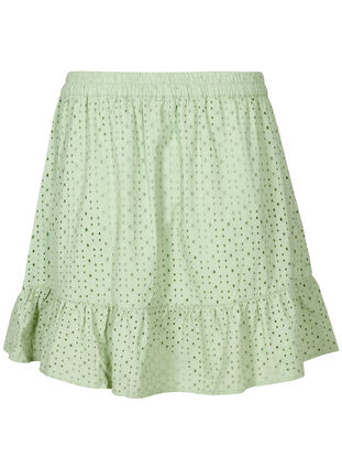 Cotton skirt with broderie anglaise, Silt Green, Packshot image number 1